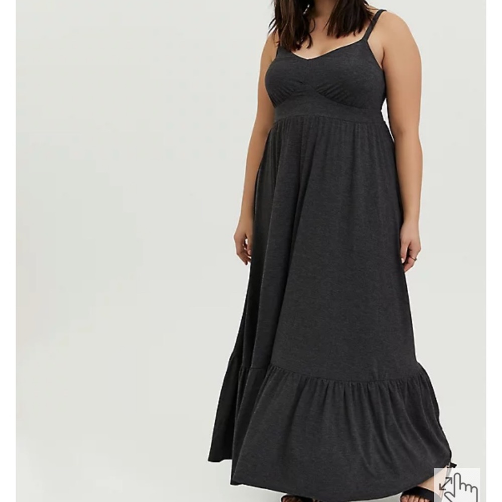 CHARCOAL GREY JERSEY SHIRRED HEM MAXI DRESS